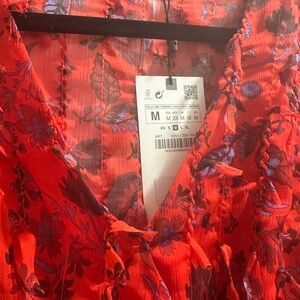 Zara Red Floral Crop Top